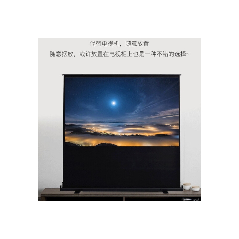 柏莱（Oley）地拉幕布投影幕布家用办公移动便携投影仪幕布 高清影院手动简易支架地拉式投影幕布 16比10 白塑 110英寸
